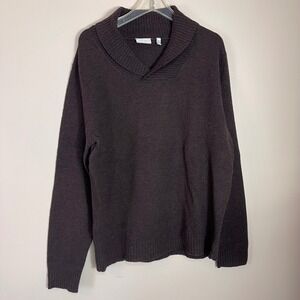 Joseph Abboud Mens Chocolate Wool Blend Shawl Collar‎ Sweater M Brown